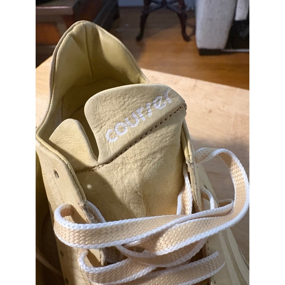 Courser Womens Luxury Leather Performance Sneakers Yellow Made in Italy Low Top - Picture 2 of 10